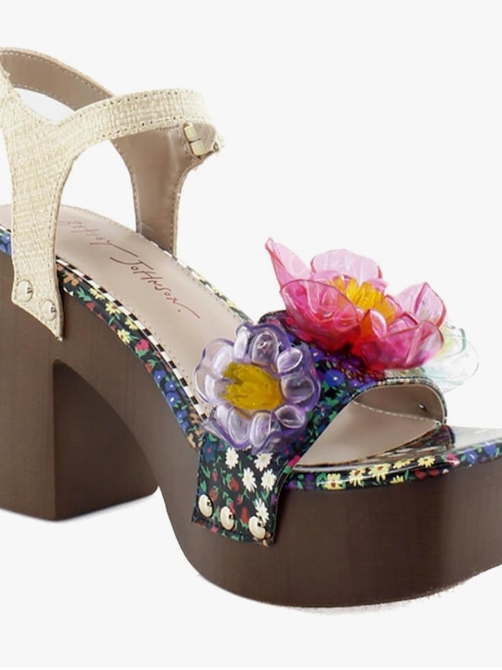 Betsey Johnson Elayne Floral Platform Sandals w/Multicolor Flower Jelly Details - Picture 4 of 10